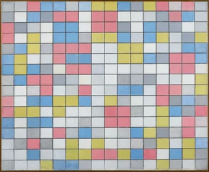 Komposition mit Gitter 9: Schachbrettkomposition mit hellen Farben, 1919